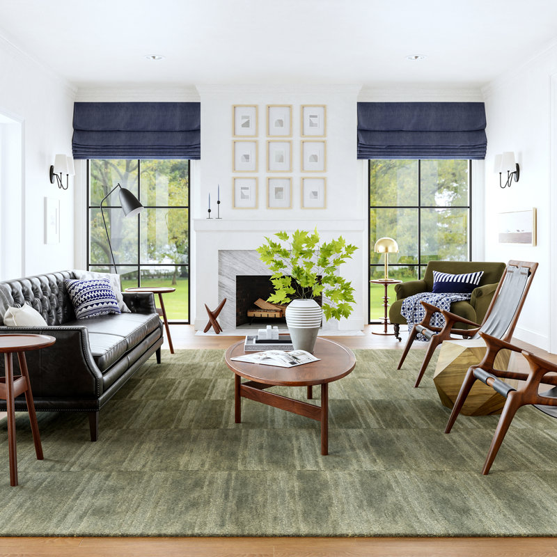Olive Green Handmade Wool Tufted 6' x 9' Area Rug