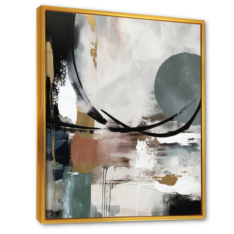 Exploration de la simplicité boho II - Décoration murale abstraite, H 20 po x l 12 po x P 1 po, Cadre flottant doré