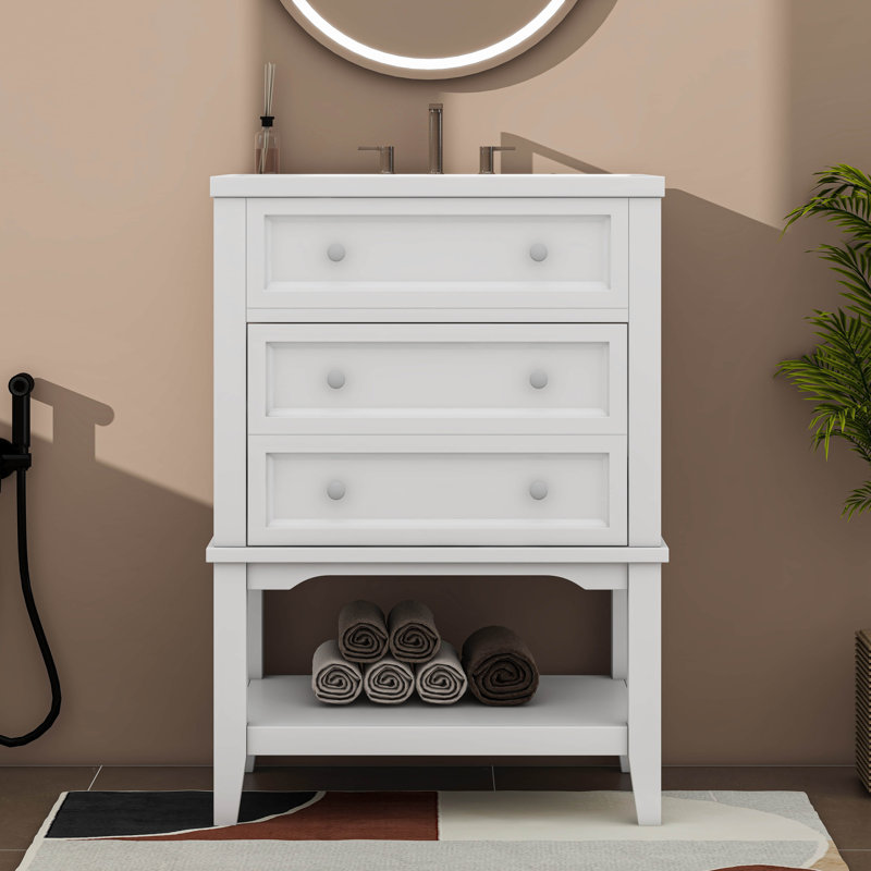 Meuble-lavabo 24 po avec lavabo, tiroir et tablette ouverte 24 po