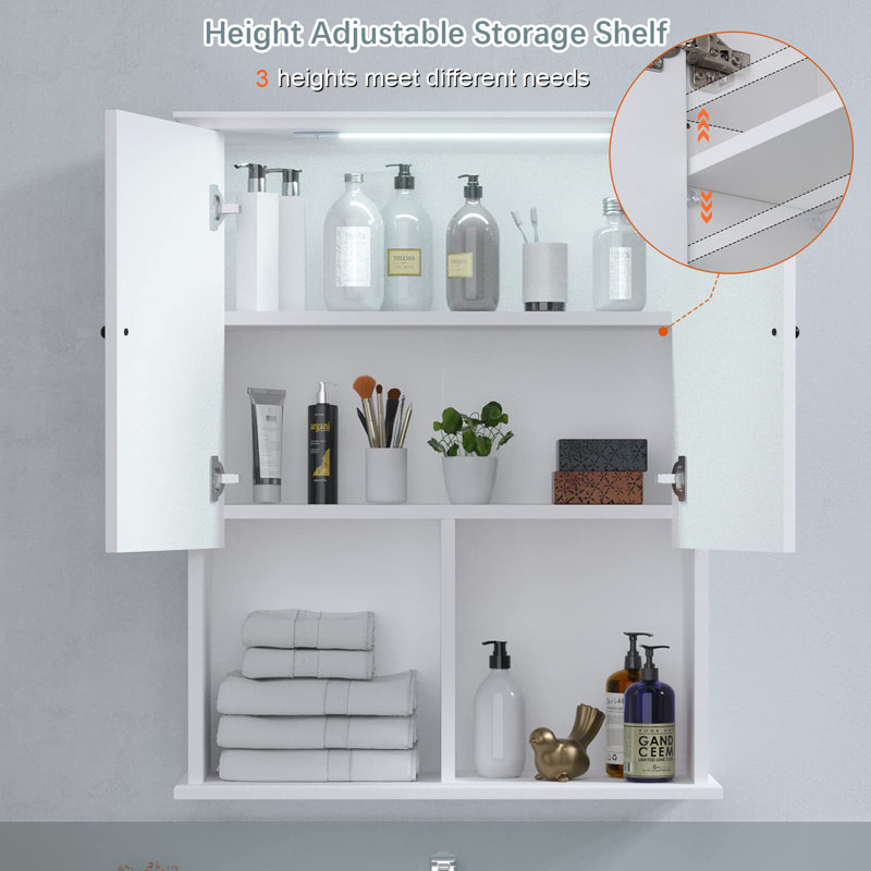 Armoire de salle de bain murale Mellins, Blanc