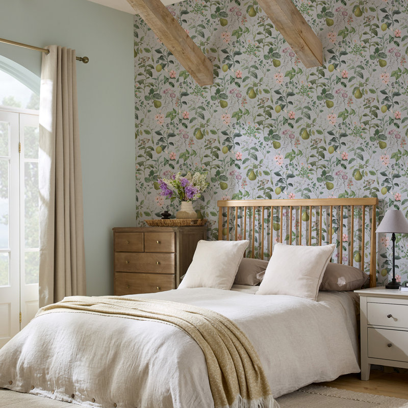 Superfresco Easy Ophelia Sage Wallpaper, Sage Green/Pink