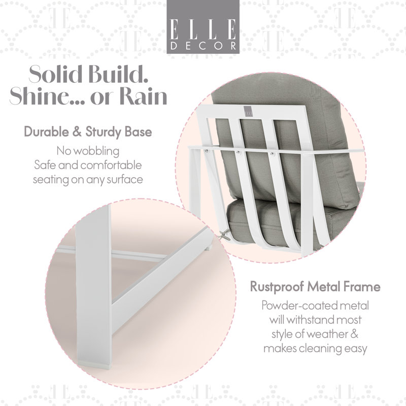 French White Metal Armchair with Cushions