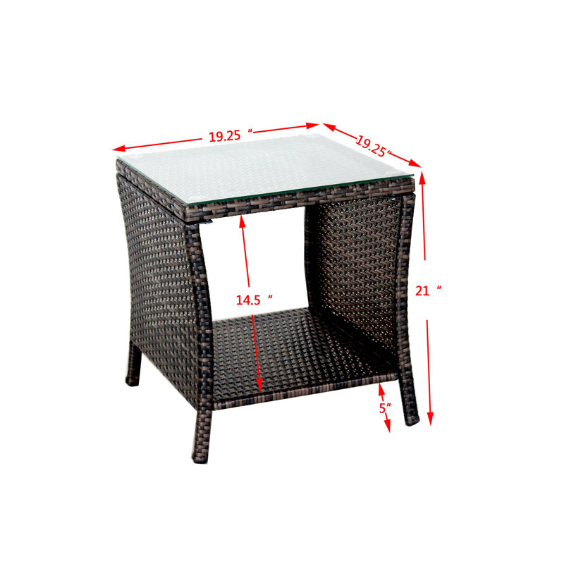 Rafiat 4 Legs Coffee Table with Storage,Outdoor End Table,Wicker Table
