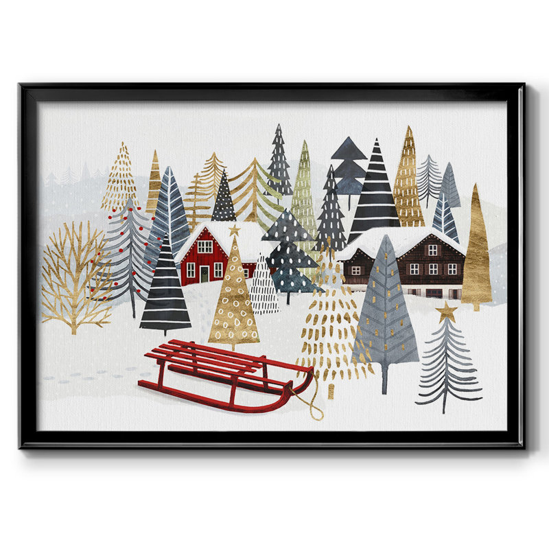 Christmas Chalet Collection A, reproduction d'art sur toile, H 26 po x l 38 po x P 1,5 po, Noir