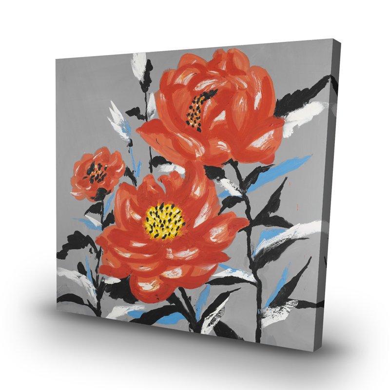 Three flowers - 32"x32" art on canvas