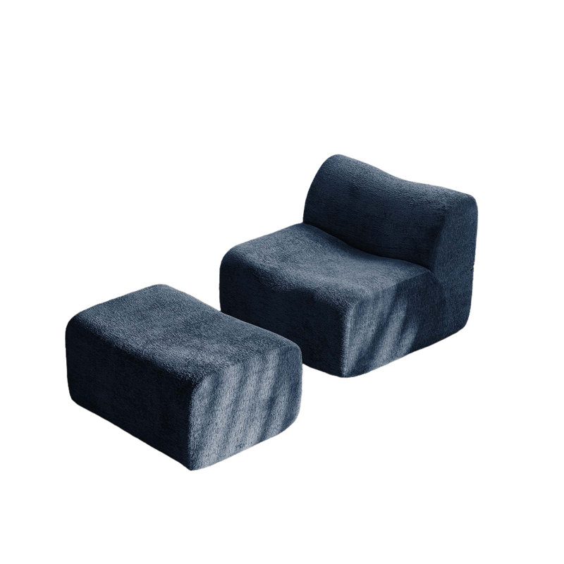 Fauteuil de plancher en velours, fauteuil simple de conception minimaliste, fauteuil sans accoudoirs à compression entièrement éponge, avec repose-pieds