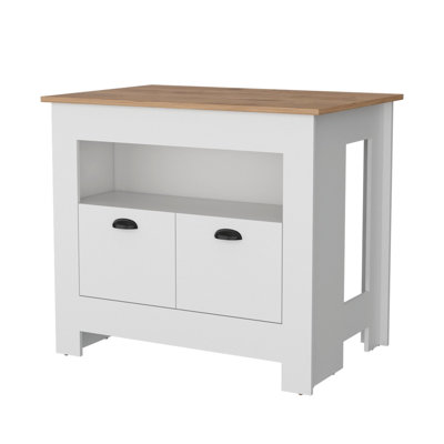 2-Door Kitchen Island With Storage Shelves