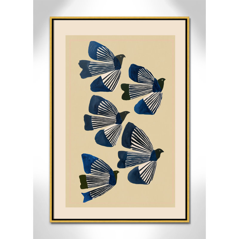 Imprimé indigo par ville, Toile avec cadre, L 25,5 po x H 37,5 po, Gold Floater