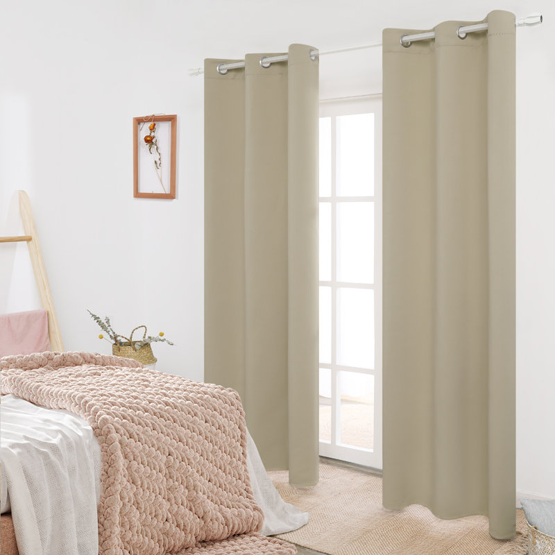 Lompoc Room Darkening Grommet Curtain Panels, Beige, 42" W x 90" L