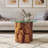 vidaXL Rustic Round Coffee Table, Solid Teak Driftwood Base with Tempered Glass Top, Handmade, Unique Modern Design, 23.6" Diameter, Brown