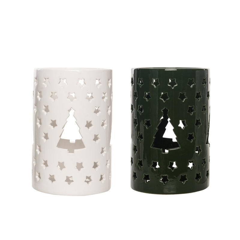  Ensemble de 2 porte-bougies de Noël 8,75 po Dolomite