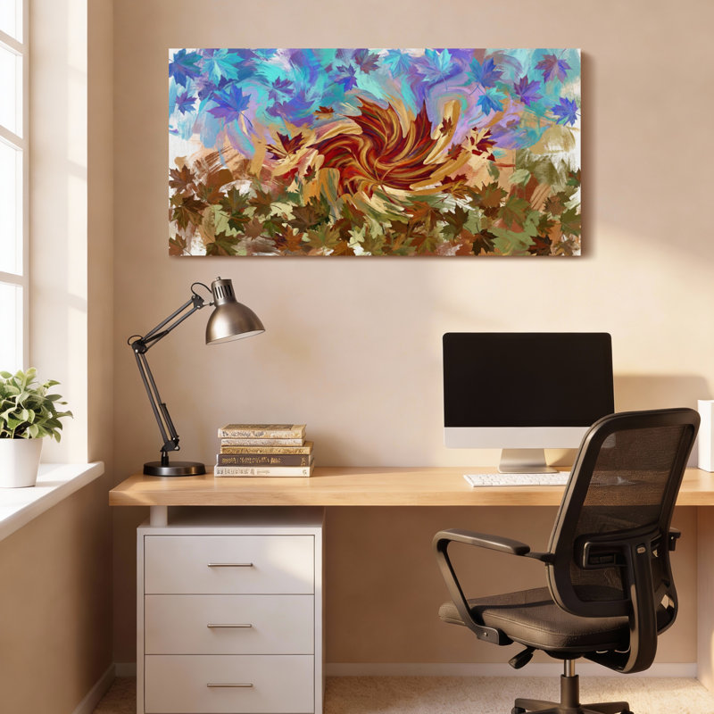 «Abstract Autumn Leaves», ensemble de 1 reproduction d'art sur toile tendue sur toile, H 24 po x l 48 po