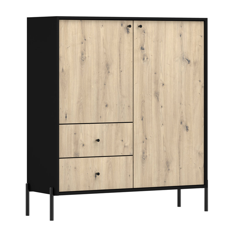 High Two-Door Chest of Drawers with Two Drawers 100 cm