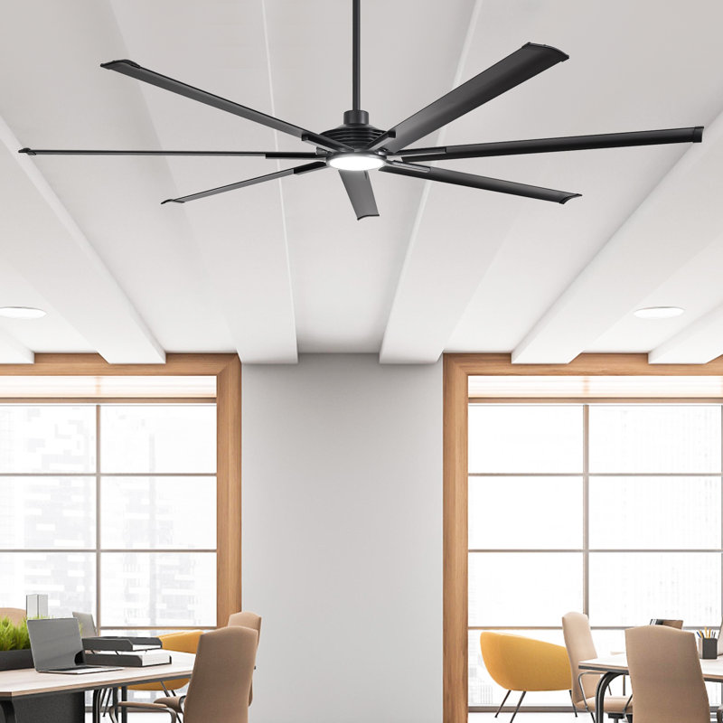 7-Blade Ceiling Fan with LED Light, 84", Black