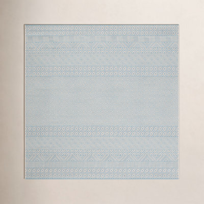Lenwood Beige Aqua Geometric Outdoor Rug