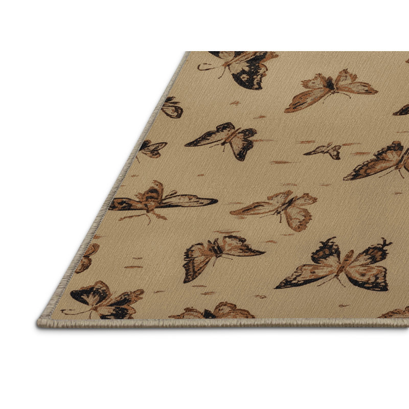 Tapis beige français lavable à la machine, Rond 8 pi