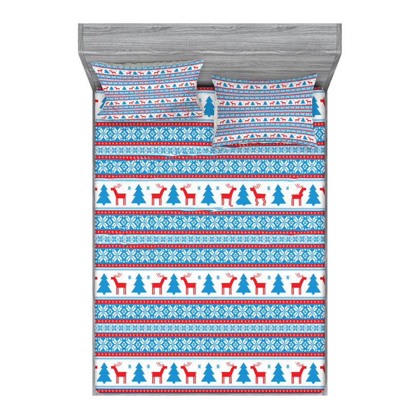 Microfiber Geometric Sheet Set, Full Sheet Set with Fitted Sheet, Geometric