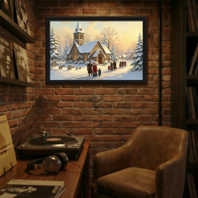 Scène d'églises de Noël avec paysage enneigé