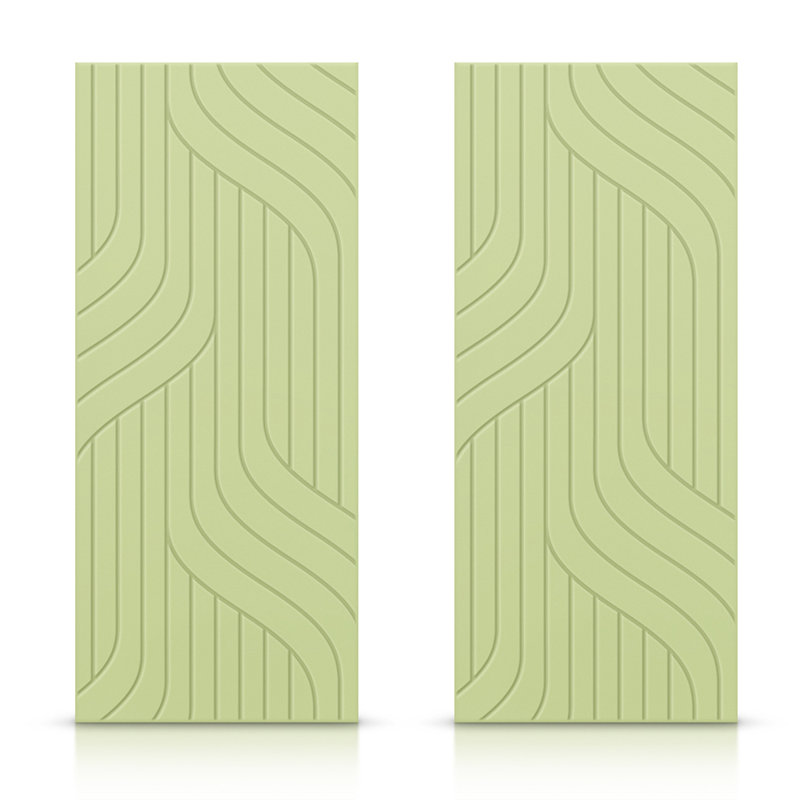Panelled Manufactured Wood Sliding Closet Doors, Sage Green, 84" x 96"