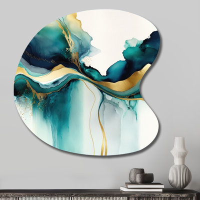 Bardot - Abstract Liquid Ink Drop Shape Asymmetric Metal Wall Art