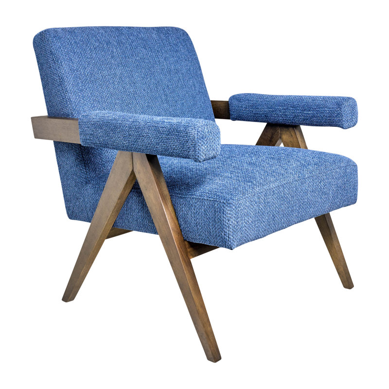 Modern Neutral Upholstered Armchair - 30" x 33" x 36", Blue
