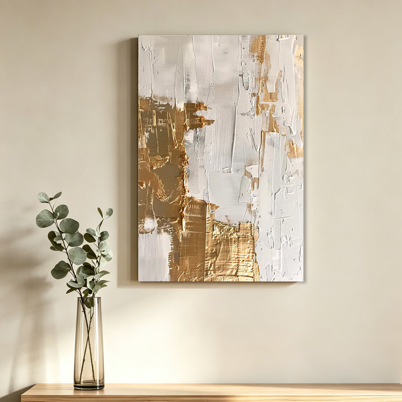 Affiche abstraite or gris et or gris et marbre gris, 12x18inch