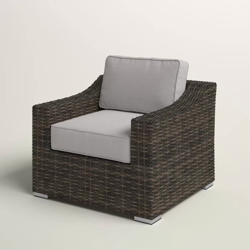 Chaise de patio avec coussin entièrement assemblée, Brun