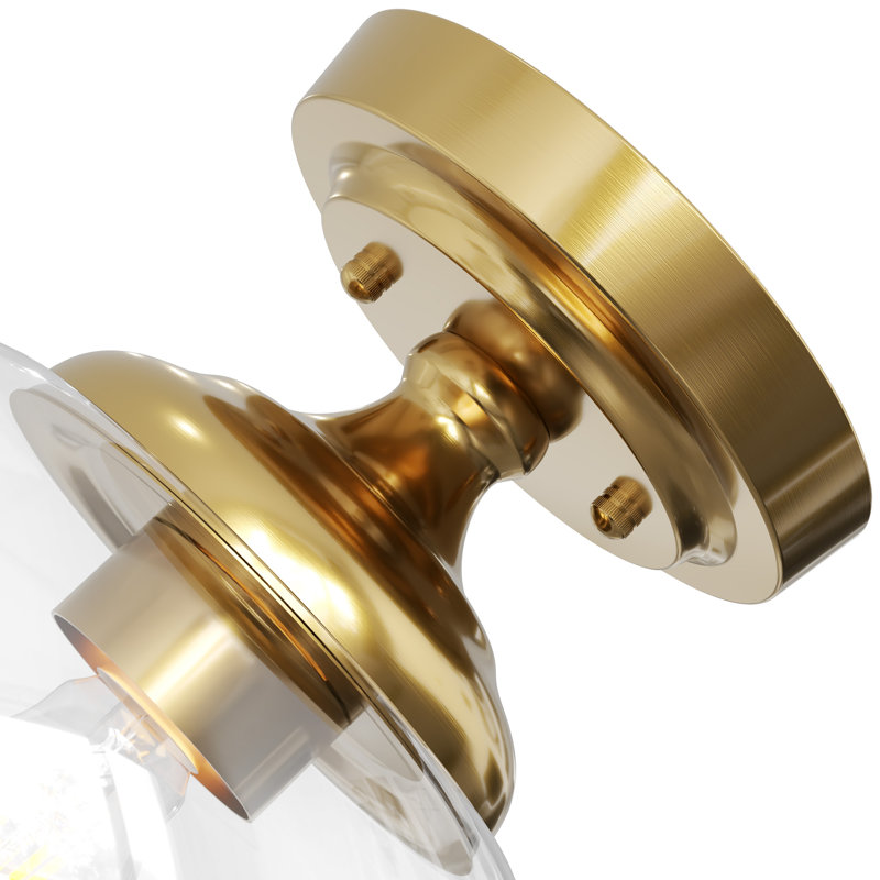 Semi Flush Mount Ceiling Light with Glass Shade, Gold