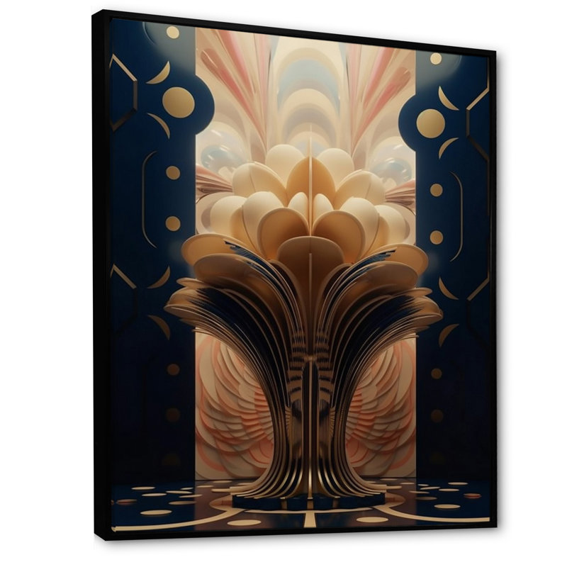 «Geometric Of Consciousness Contemporary», reproduction sur toile, H 32 po x l 24 po x P 1 po, Cadre flottant noir
