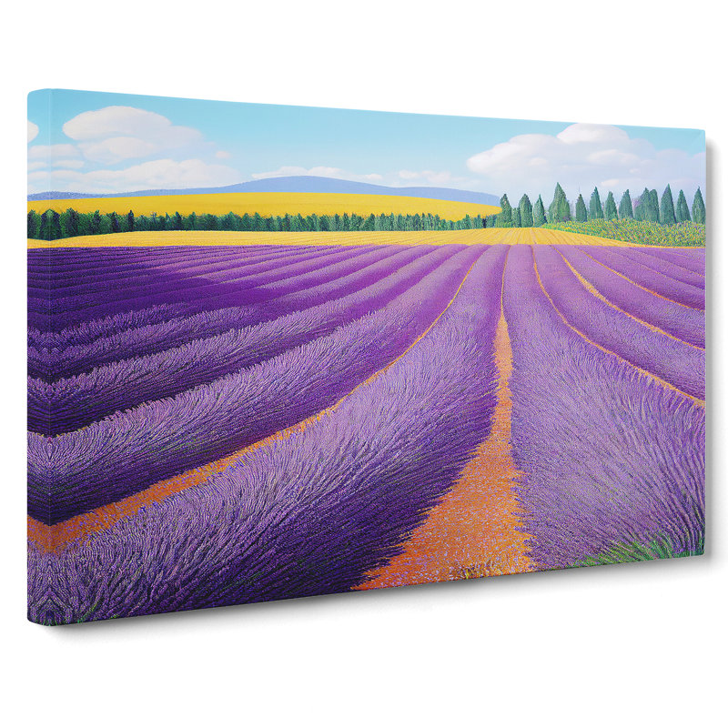 Overwhelming Lavender Flower Field - Wrapped Canvas, 50cm H x 76cm W x 3cm D