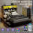 Nykolas King Size Bed Frame With Led Bookcase Headboard, Wooden Storage Bed With Charging Station & 4 Drawers, No Box Spring Needed/noise-free-98980028