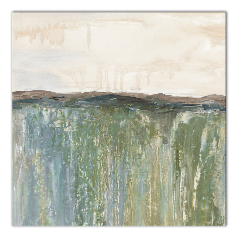 Champ d'herbe abstrait - peinture sur toile, Toile tendue, H 30 po x l 30 po x P 1,25 po