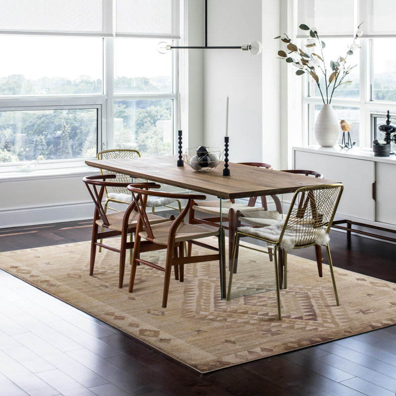 Maril Calhoun Washable Sand And Brown Area Rug, Rectangle 8' x 10'