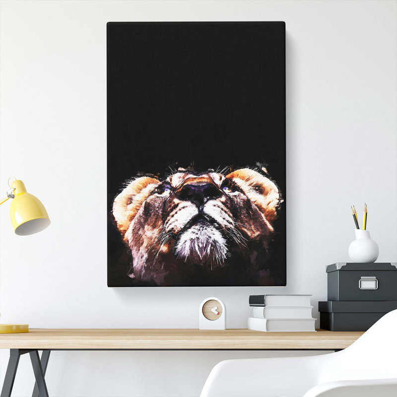 Lion Looking Upwards In Abstract - Wrapped Canvas Print, 50cm H x 35cm W x 3cm D