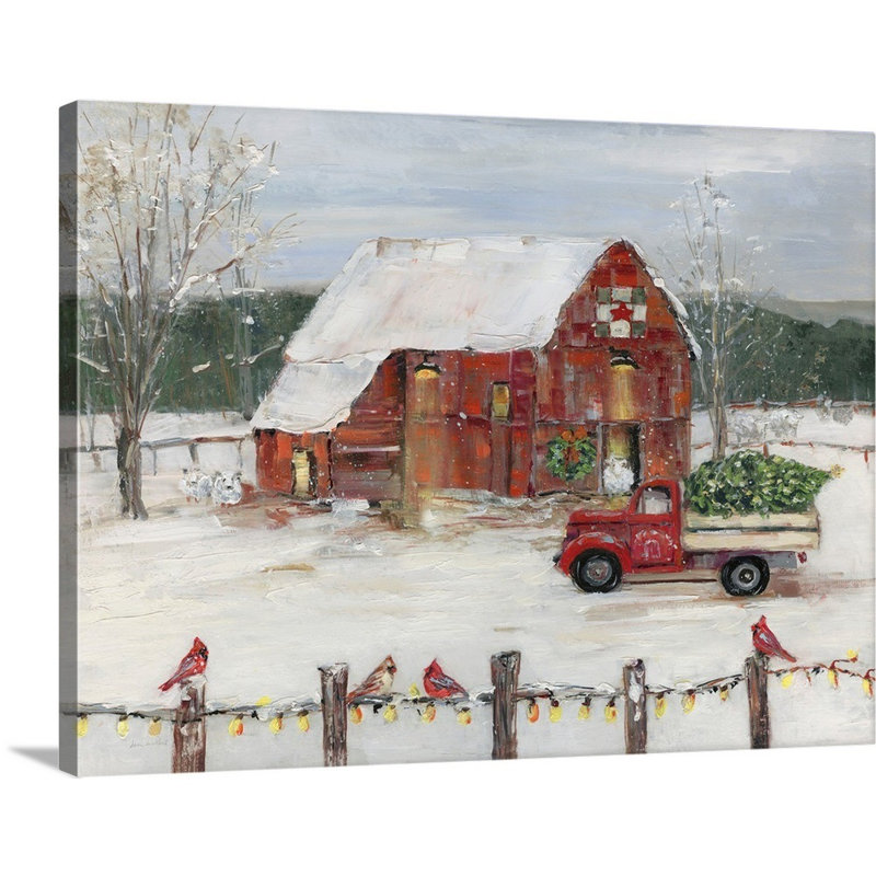 Christmas Farmyard - peinture sur toile tendue
