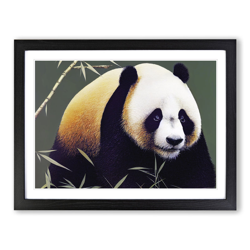 Striking Panda - Single Picture Frame Print, 46cm H x 64cm W x 2cm D, Black