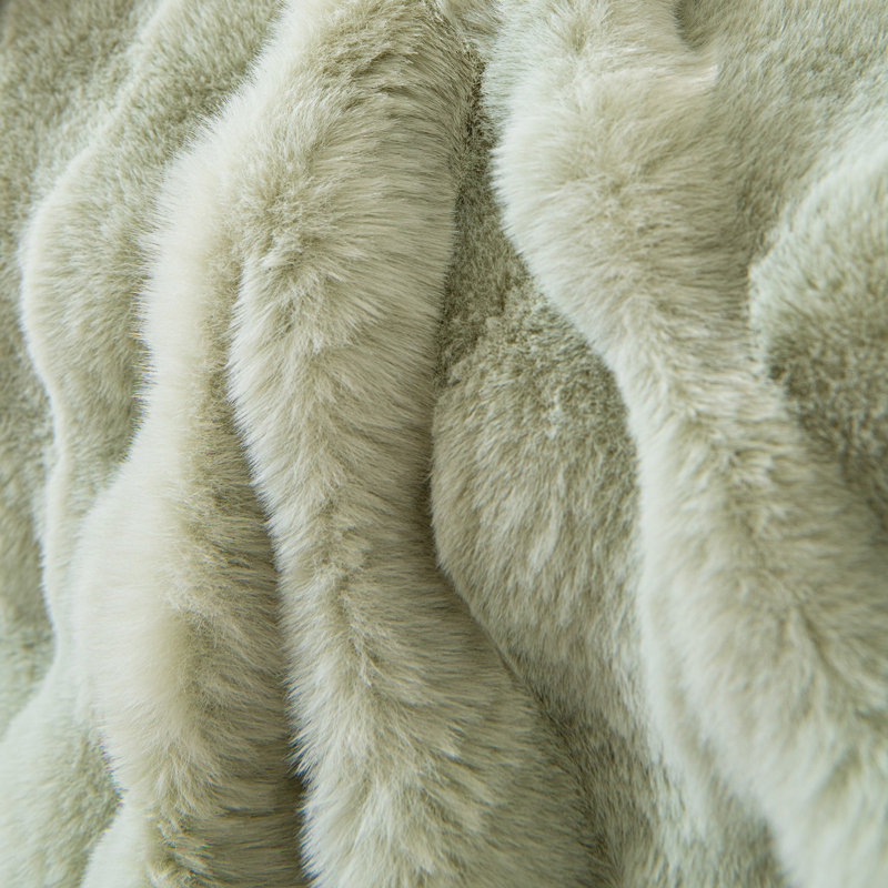 1-Piece Faux Fur Box Cushion Slipcover, 71" H x 118" W, Green