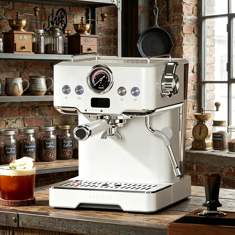 Machine à café semi-automatique espresso et américaine avec double extraction chaude et froide et mousseur à lait
