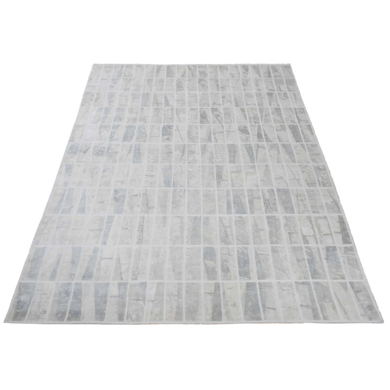 Tapis décoratif beige tissé à plat à la main à motif géométrique Favorinus
