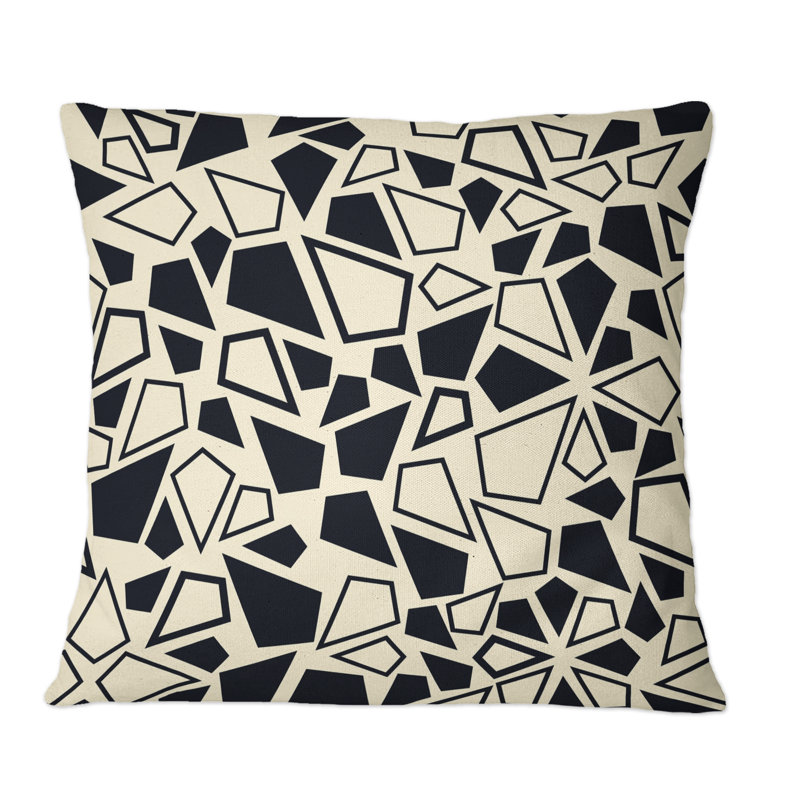 Black And Yellow Abstract Geometrics - Patterned Printed Throw Pillow, 18" x 18"
