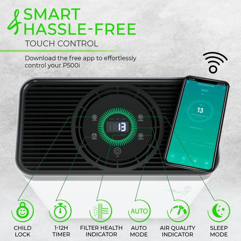 PUROXYGEN White HEPA Air Purifier with WiFi Control