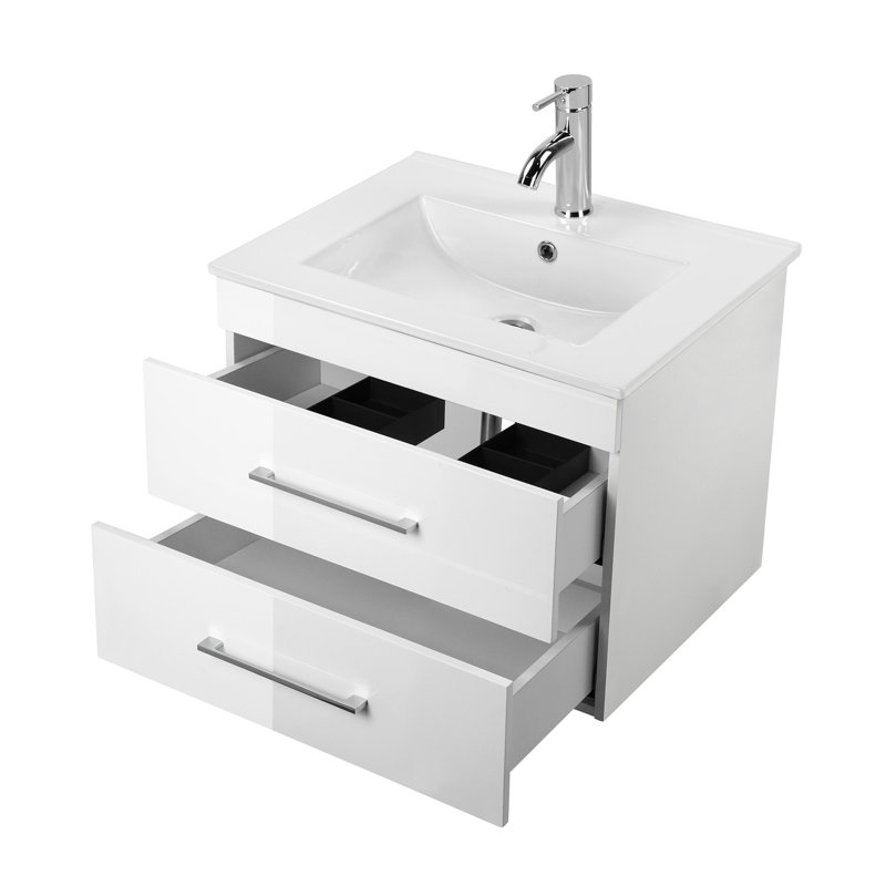 Grain Wall-Mounted Bathroom Vanity, Glossy White