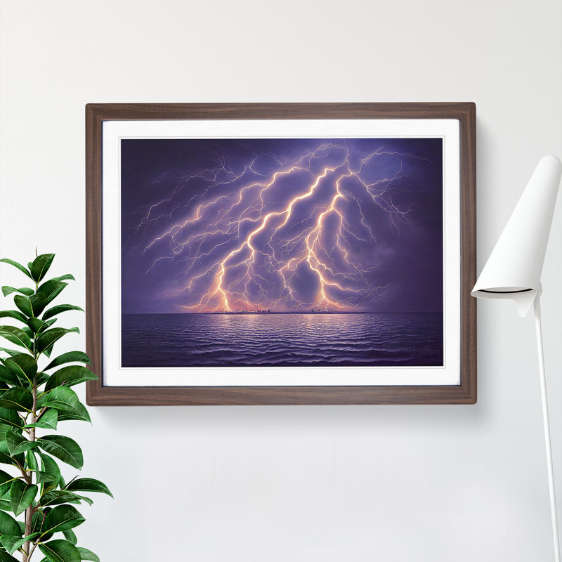 Painted Lightning Storm Vol.5, 34cm H x 46cm W x 2cm D, Walnut Framed