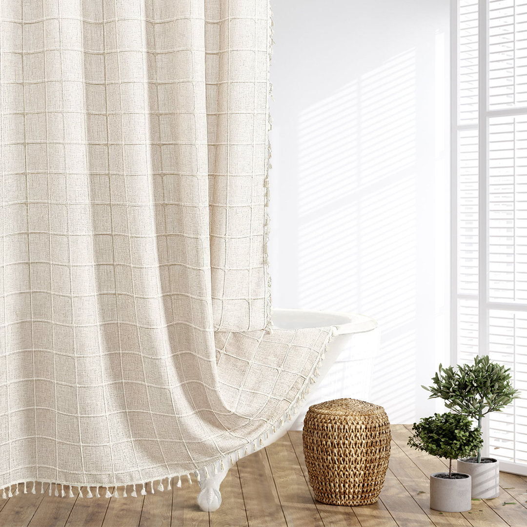 Vulko Boho Shower Curtain with Tassels,W72xH72 inch Gracie Oaks