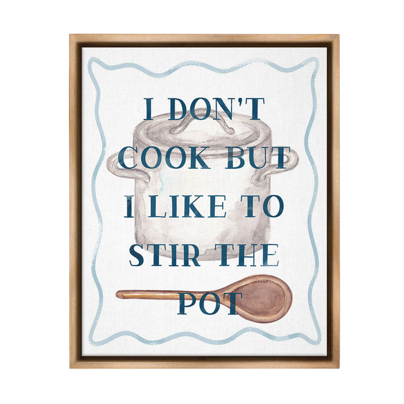 «Funny Stir The Pot» par Lil 'Rue sur toile, H 21 po x l 17 po, Cadre flottant orme Montalcino