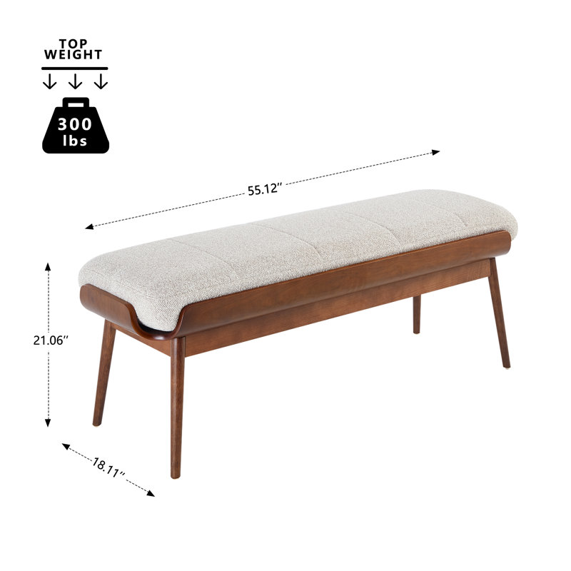 classic and minimalist Fabric Upholstered Entryway Bench with Wood Frame & End of Bed Bench for Bedroom Living Room, Grey