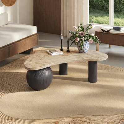 Crescent-shaped natural cave stone tea table