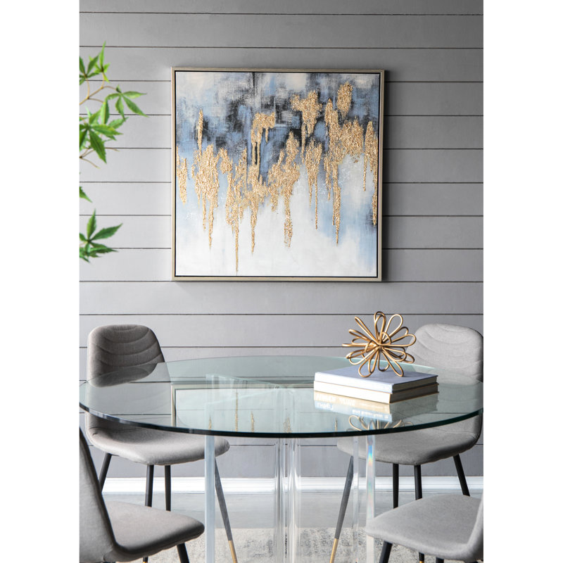 Peinture à l'huile encadrée dorée moderne encadrée carrée pour le salon 40%, toiles décoratives