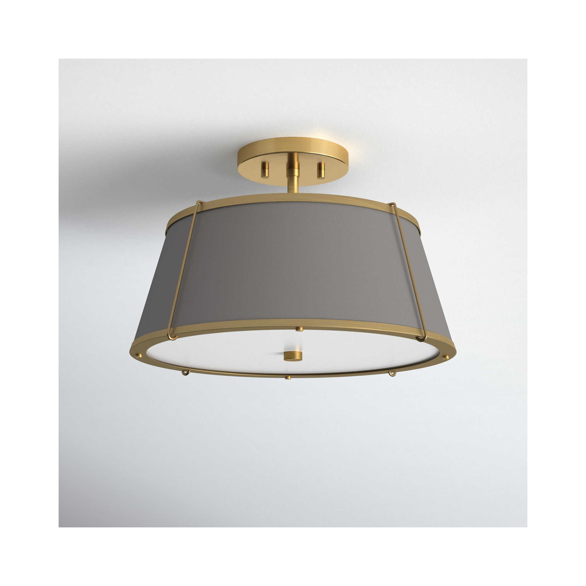 Moxie 2 Light Metal Semi Flush Mount, Lacquered Dark Brass, Lacquered Dark Brass