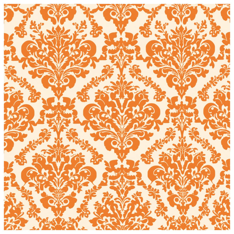 Orange Damask Pattern Quilted Bedspread All Sizes, Twin